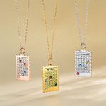 Personalized Special Date Calendar Pendant Necklace with Birthstone and Engraved Text Family Jewelry Birthday Anniversary Christmas Gift for Women