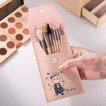 Personalised Grandma Butterfly Leather Makeup Brush Bag Set with Name 8 Pcs Makeup Brushes Travel Essentials Birthday Retirement Gift for Grandma Mom