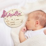 Personalized 3D Butterfly Wooden Birth Announcement Sign Photo Prop with Stats and Engraved Name Baby Shower Birthday Gift for Newborns
