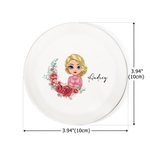 Personalizzato nascita corona di fiori personaggio dei cartoni animati Trinket gioielli piatto con nome compleanno matrimonio regalo di Natale per le donne ragazza