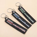 Personalized USA Flag Blue Red Green Line Keychain with Embroidered Name Birthday Christmas Gift for Police Firefighter Military