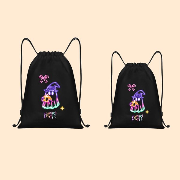 Sac à cordon personnalisé avec nom pour la fête d'Halloween Cadeau d'Halloween pour les enfants