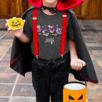 Maglietta personalizzata per bambini in 100% cotone con nome, disponibile in multicolore, regalo di Halloween per bambini e bambine.