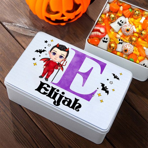 Personalizzato Halloween Costumi Cartoon Nome Latta per Candy Cioccolato Regalo di Halloween per i bambini