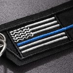 Personalized USA Flag Blue Red Green Line Keychain with Embroidered Name Birthday Christmas Gift for Police Firefighter Military