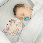 Personalized 3D Butterfly Wooden Birth Announcement Sign Photo Prop with Stats and Engraved Name Baby Shower Birthday Gift for Newborns