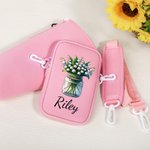 Personalized Vintage Birth Flower Water Bottle Carrier Bag with Strap Tumbler Accessories for 40oz Stanley Birthday Gift for Women