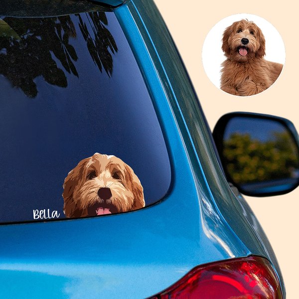 Personalized Peering Pet Portrait Photo Car Decal Sticker Funny Cute Animal Weatherproof Window Car Truck Window Decor for Pet Lovers