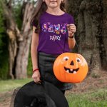 Maglietta personalizzata per bambini in 100% cotone con nome, disponibile in multicolore, regalo di Halloween per bambini e bambine.