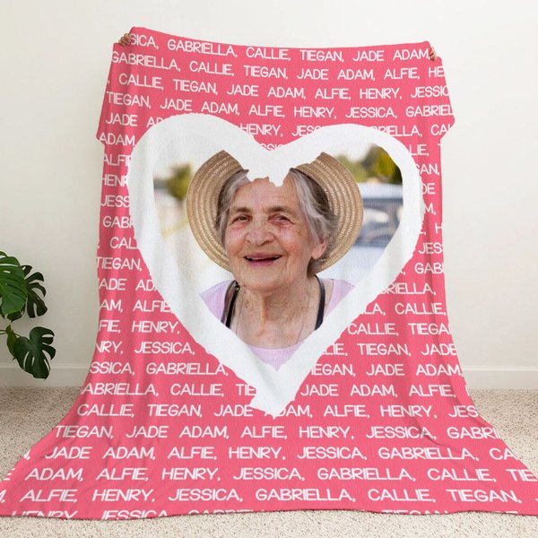 Nombre de familia personalizado Manta suave con foto Cumpleaños Regalo de Navidad para la abuela Abuelo
