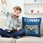 Funda de cojín personalizada multicolor con efecto teñido para Gamepad con nombre Elementos de juego Decoración del hogar Regalo de cumpleaños para ni