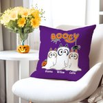 Spersonalizowana kreskówka Booey Ghost Dog Poszewka na poduszkę z imieniem Cute Festival Home Decor Halloween Prezent dla rodziny Chłopcy Dziewczyny