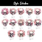 Personalized Multicolor Pink Floral Skull T-shirt with Name Halloween Gift for Women