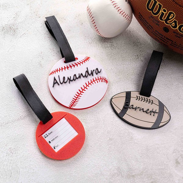 Personalised 3D Printed Softball Basketball Sports Luggage Bag Tag with Name Birthday Match Day Gift for Players Coaches Ball Sports Lovers