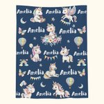 Couverture Douce Personnalisée avec Nom et Motif de Licorne Papillon Arc-en-ciel Cadeau Anniversaire Noël pour Filles