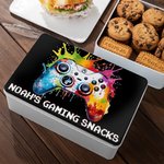 Personlig Splash-Ink Gamepad Design Biscuit Tin Oppbevaringsboks med navn Bursdagsgave til barn som elsker spill
