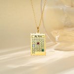 Personalized Special Date Calendar Pendant Necklace with Birthstone and Engraved Text Family Jewelry Birthday Anniversary Christmas Gift for Women