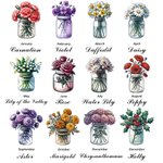 Personalized Birth Flower Ceramic Name Succulent Planter Pot with Drainage and Wooden Base Birthday Home Decor Gift for Family Friend