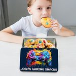 Personlig Splash-Ink Gamepad Design Biscuit Tin Oppbevaringsboks med navn Bursdagsgave til barn som elsker spill