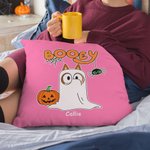 Spersonalizowana kreskówka Booey Ghost Dog Poszewka na poduszkę z imieniem Cute Festival Home Decor Halloween Prezent dla rodziny Chłopcy Dziewczyny