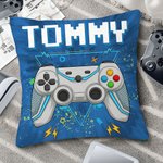 Funda de cojín personalizada multicolor con efecto teñido para Gamepad con nombre Elementos de juego Decoración del hogar Regalo de cumpleaños para ni