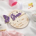Personalized 3D Butterfly Wooden Birth Announcement Sign Photo Prop with Stats and Engraved Name Baby Shower Birthday Gift for Newborns