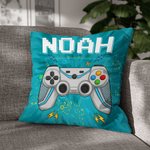 Funda de cojín personalizada multicolor con efecto teñido para Gamepad con nombre Elementos de juego Decoración del hogar Regalo de cumpleaños para ni