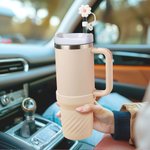 Gepersonaliseerde Multicolor beschermende siliconen bodem laars & Daisy rietjesdeksel met initiaal voor Stanley Tumbler accessoire verjaardagscadeau v
