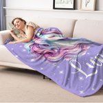 Coperta personalizzata  con nome e fantasia unicorno morbida biancheria per cameretta regalo di compleanno per neonati e bambini