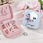 Personalised Birth Flower Volleyball Leather Jewellery Box with Name and Number Birthday Team Gift for Women Volleyball Lovers Coach