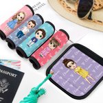 Personalized Cute Cartoon Character Set of 2 Luggage Handle Wraps with Name and Contact Card Travel Accessories Christmas Gift for Family Kids
