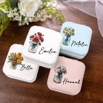 Personalised Portable Birth Flower Bouquet Jewellery Box with Name Birthday Bachelorette Gift for Women