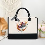 Personalized Watercolor Ballerina Street Dancer Large Canvas Tote Bag with Name Daily Training Essentials Birthday Gift for Dancer Women
