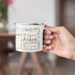 Taza esmaltada personalizada de 11oz con 1 - 15 nombres Halloween Camping Regalo para la familia