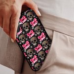 Personalizzato gotico 3D Teschi rosa Coquette Bow TPU Custodia per iPhone con nome Compleanno regalo di Halloween per gli appassionati di gotico