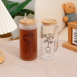 Gepersonaliseerd Tand Geboorte Bloem 20oz Naam Bier Kan Glas met Bamboe Deksel en Rietje Waardering Afstudeergeschenk voor Tandartsen Hygiënisten