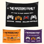 Personlig Spooky Pumpkin Vampire Zombie Skeleton Gamepad Tapestry med namn Väggdekor Halloween Present till familjen Videospelälskare