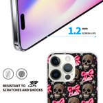 Personalizzato gotico 3D Teschi rosa Coquette Bow TPU Custodia per iPhone con nome Compleanno regalo di Halloween per gli appassionati di gotico