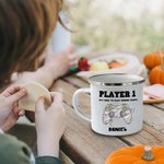 Esqueleto personalizado Vampiro Bruja Gamepad 12oz Esmalte Taza de café con nombre de Halloween Spooky Temporada de Regalo para Niños Amigos