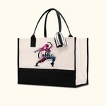 Personalized Watercolor Ballerina Street Dancer Large Canvas Tote Bag with Name Daily Training Essentials Birthday Gift for Dancer Women