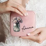 Personalised Portable Birth Flower Bouquet Jewellery Box with Name Birthday Bachelorette Gift for Women