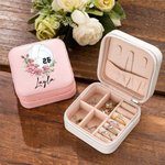 Personalised Birth Flower Volleyball Leather Jewellery Box with Name and Number Birthday Team Gift for Women Volleyball Lovers Coach