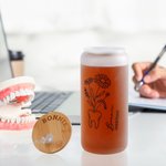 Gepersonaliseerd Tand Geboorte Bloem 20oz Naam Bier Kan Glas met Bamboe Deksel en Rietje Waardering Afstudeergeschenk voor Tandartsen Hygiënisten