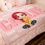 Personalized Cute Cartoon Character Shadow Name Soft Throw Blanket with Name Birthday Christmas Gift for Boys Girls