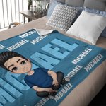 Personalized Cute Cartoon Character Shadow Name Soft Throw Blanket with Name Birthday Christmas Gift for Boys Girls