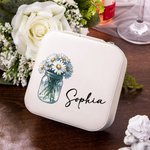 Personalised Portable Birth Flower Bouquet Jewellery Box with Name Birthday Bachelorette Gift for Women
