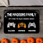 Gepersonaliseerde Pompoen Vampier Zombie Skelet Gamepad Deurmat met Naam Antislip Home Decor Halloween Herfst Cadeau voor Familie Videogame Liefhebbers
