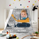 Personalized Multicolor Work Vehicles Construction Trucks Soft Throw Blanket with Name  Home Decor Birthday Christmas Gift for Boys