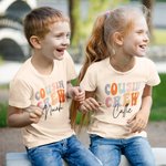 Personalized Colourful Retro Cousin Crew 100% Cotton Baby Bodysuit Matching Kid Youth Adult T-shirt with Name Birthday Vacation Gift for Family