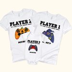 Personalized Spooky Pumpkin Witch Gamepad Design Family Matching Baby Bodysuit T-Shirt Sweatshirt with Name Halloween Gift for Game Lovers